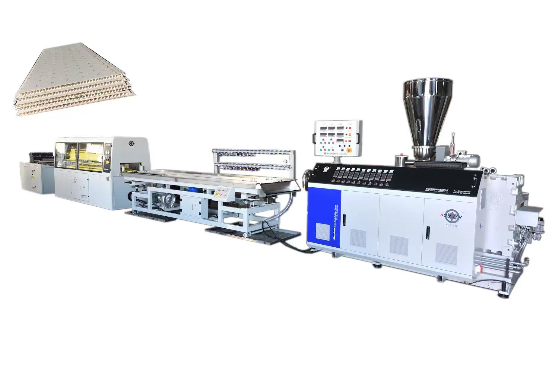 PVC panel extrusion machine installed in production workshop